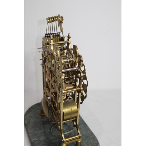 796 - VINTAGE SKELETON CLOCK AND GLASS DOME 35 X 42CM