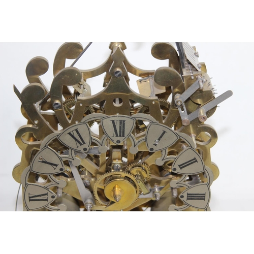 796 - VINTAGE SKELETON CLOCK AND GLASS DOME 35 X 42CM