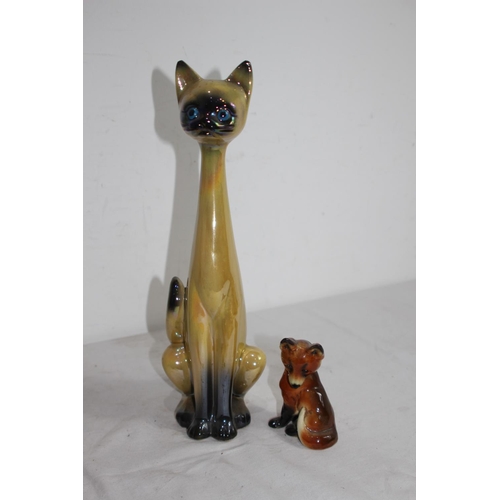 803 - VINTAGE CAT AND FOX FIGURES 
38CM