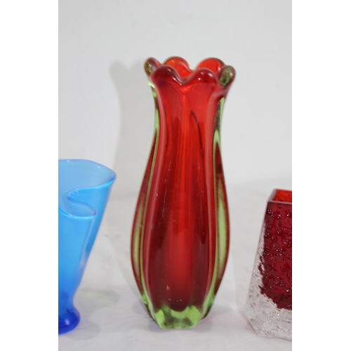 808 - 3 X ART GLASS VASES 
25CM