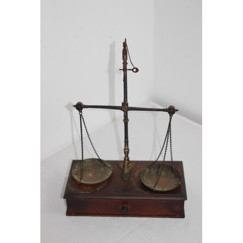 934 - VINTAGE APOTHECARY SCALES AND WEIGHS 
37CM