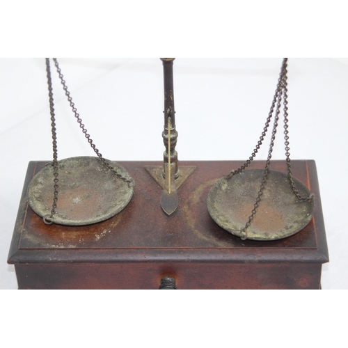 934 - VINTAGE APOTHECARY SCALES AND WEIGHS 
37CM