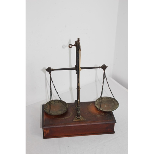 934 - VINTAGE APOTHECARY SCALES AND WEIGHS 
37CM