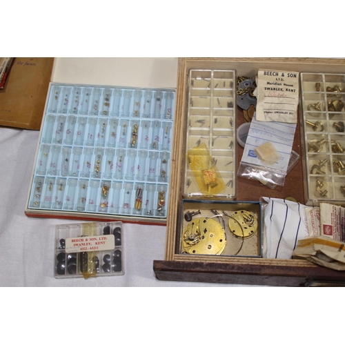 955 - VINTAGE JEWELLERS AND WATCH MAKERS CABINET AND CONTENT 
50 X 35CM