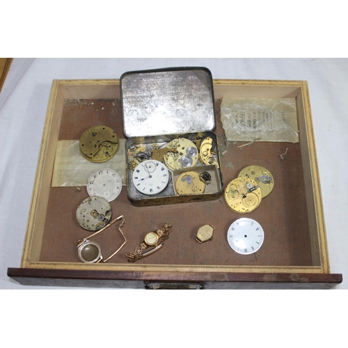 955 - VINTAGE JEWELLERS AND WATCH MAKERS CABINET AND CONTENT 
50 X 35CM