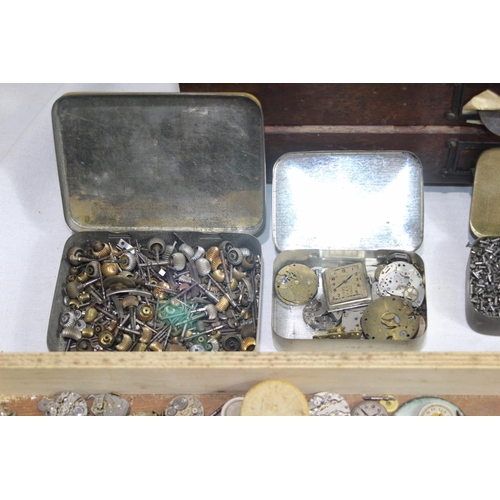 955 - VINTAGE JEWELLERS AND WATCH MAKERS CABINET AND CONTENT 
50 X 35CM