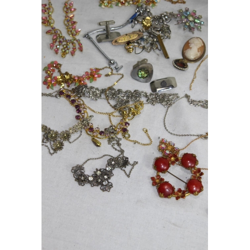 966 - BOX OF COSTUME JEWELLERY ETC