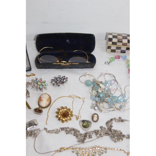 966 - BOX OF COSTUME JEWELLERY ETC