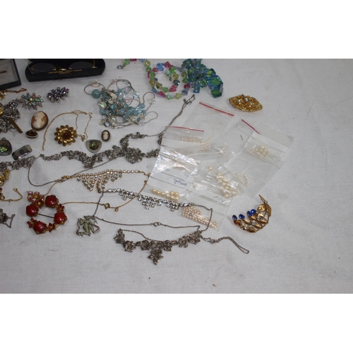 966 - BOX OF COSTUME JEWELLERY ETC