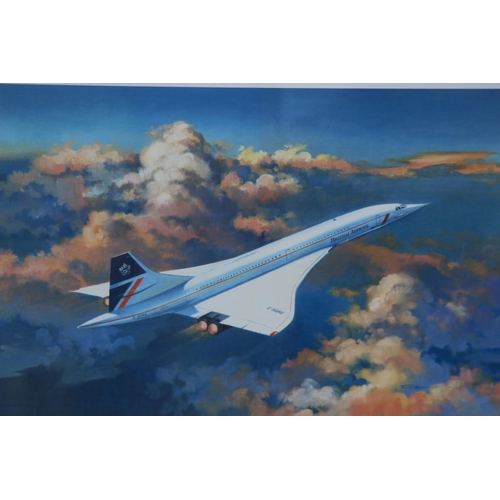 80 - CONCORDE PICTURE SIGNED BY SEVEN CONCORDE PILOTS 
61 X 53CM