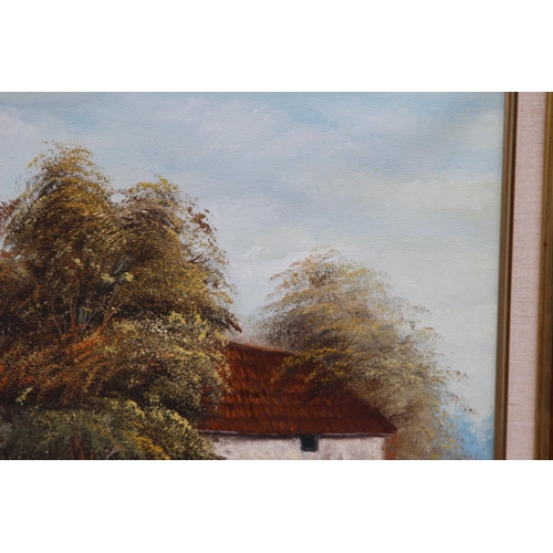 83 - OILAGRAPH ON CANVAS OF VILLAGE SCENE 
76 X 65CM