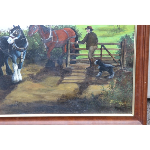 89 - SIGNED OIL ON CANVAS OF HORSES
100 X 70CM