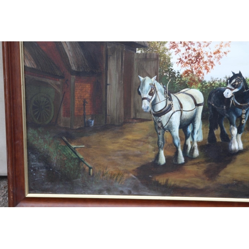 89 - SIGNED OIL ON CANVAS OF HORSES
100 X 70CM