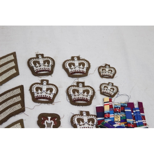 763 - BRITISH ARMY BADGES, BUTTONS, OFFICER RANK AND MEDAL RIBBONS