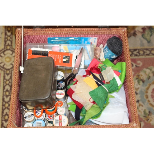 26 - RETRO WORK BOX AND CONTENTS 
52 X 42CM