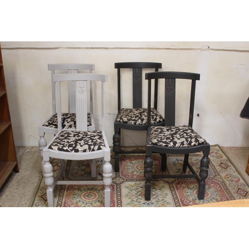 6 - EDWARDIAN PINEAPPLE BASE PAINTED TABLE AND 4 CHAIRS 
105 X 82 X 80CM