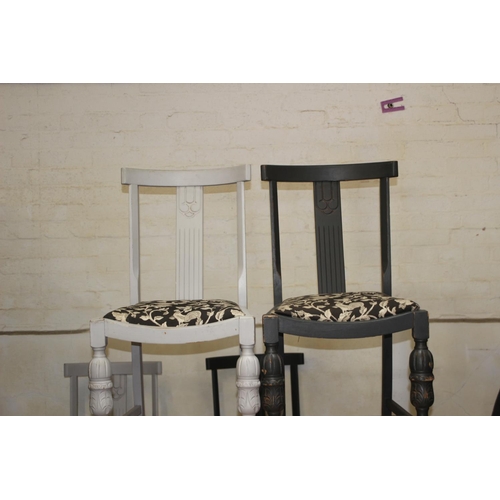 6 - EDWARDIAN PINEAPPLE BASE PAINTED TABLE AND 4 CHAIRS 
105 X 82 X 80CM