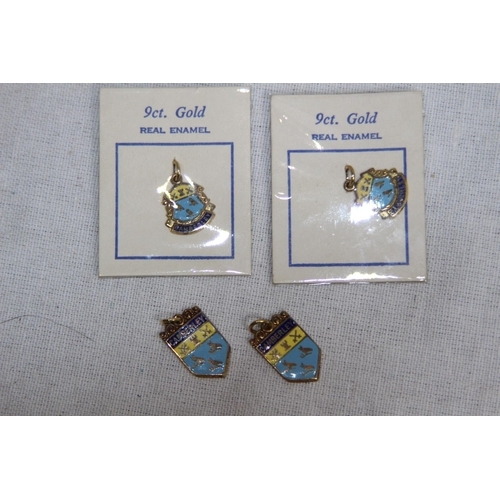 1161 - 4 X 9CT GOLD AND ENAMEL CHARMS