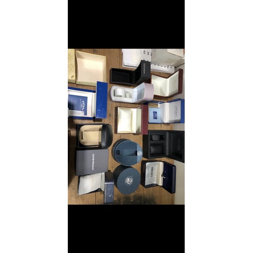 660 - BOX OF WATCH BOXES INCLUDING OMEGA