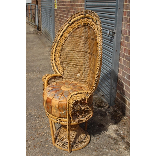 23 - VINTAGE PEACOCK CHAIR AND FOOTSTOOL
88 X 138CM