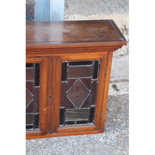 4 - VINTAGE SMALL STAIN GLASS WALL CABINET 
54 X 22 X 45CM