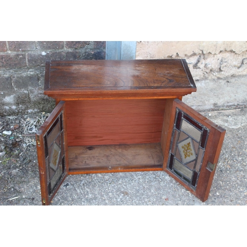 4 - VINTAGE SMALL STAIN GLASS WALL CABINET 
54 X 22 X 45CM