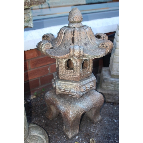 66 - 2 X ORIENTAL STYLE GARDEN ORNAMENTS 
98 X 38CM