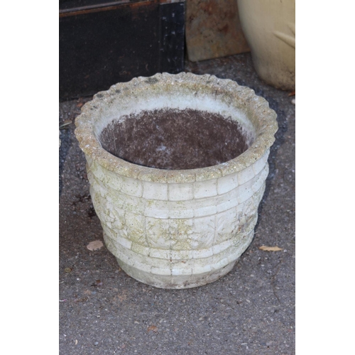 73 - 2 X LARGE PAINTED PLANTER POTS 
32 X 33CM