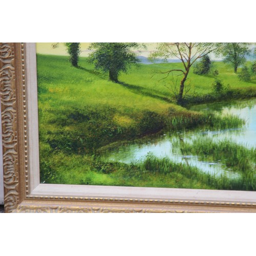 122 - OIL ON CANVAS ON A COUNTRY SCENE BY JEAN HAMILTON GEORGE
105 X 73CM