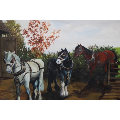 124 - SIGNED OIL ON CANVAS OF HORSES
100 X 70CM