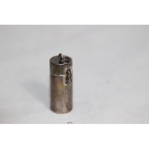 941 - SMALL SILVER PENDANT CANISTER - 5.5G - MARKED 925 AND LONDON IMPORT MARK