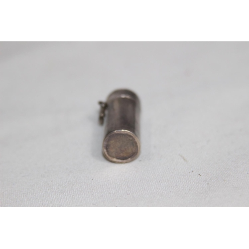 941 - SMALL SILVER PENDANT CANISTER - 5.5G - MARKED 925 AND LONDON IMPORT MARK