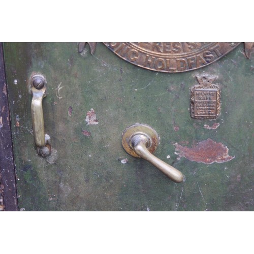 63 - ANTIQUE EDWARDIAN SAFE - NO KEY - PLEASE BE ADVISED THIS IS EXTREMELY HEAVY AND WILL NEED HELP WHEN ... 