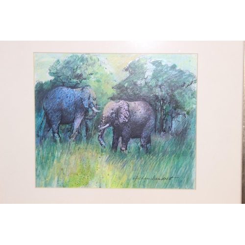 153 - MIXED MEDIA ELEPHANT BROTHERS INYATI GAME RESERVE 
48 X 43CM