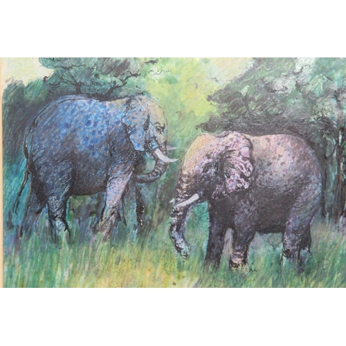 153 - MIXED MEDIA ELEPHANT BROTHERS INYATI GAME RESERVE 
48 X 43CM