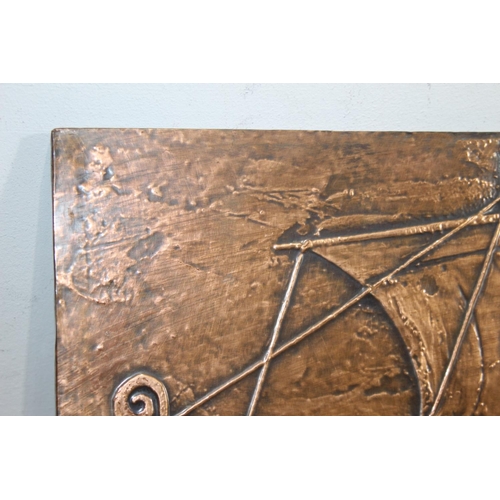 160 - COPPER PLAQUE OF VIKING SCENE 
50 X 20CM