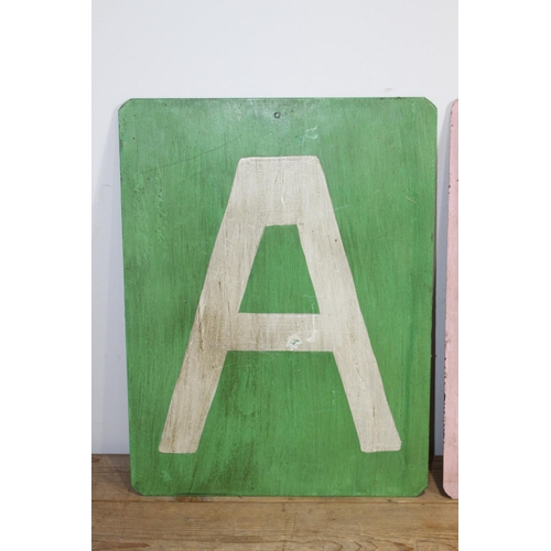 161 - 3 X METAL ABC SIGNS 
40 X 30CM