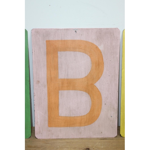 161 - 3 X METAL ABC SIGNS 
40 X 30CM