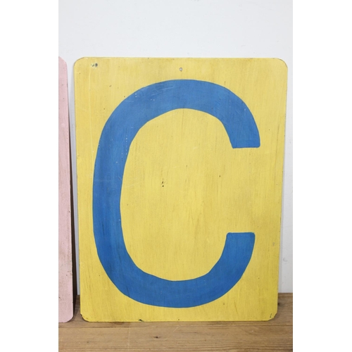 161 - 3 X METAL ABC SIGNS 
40 X 30CM