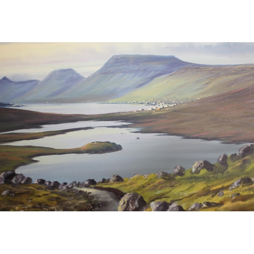 168 - LARGE OIL ON CANVAS OF NORDIC SCENE ,SIGHNED AND DATED 1970
117 X 84CM