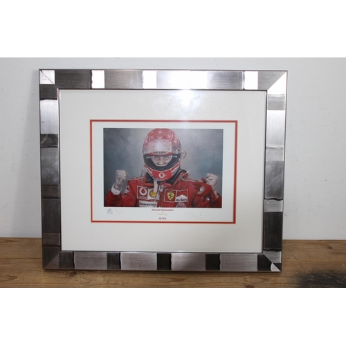 191 - 2 X MICHAEL SCHUMACHER LIMITED EDITION MEMORABILLA PICTURES 
80 X 46CM