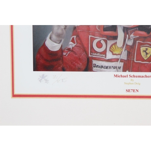 191 - 2 X MICHAEL SCHUMACHER LIMITED EDITION MEMORABILLA PICTURES 
80 X 46CM