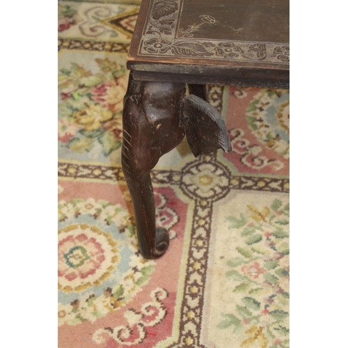 47 - CARVED WOODEN ELEPHANT HEAD LEGGED TABLE - A/F LEGS NEED REPAIR
44 X 44 X 60CM