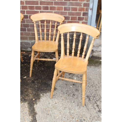 52 - 4 X NATURAL PINE FARMHOUSE CHAIRS 
37 X 48 X 87CM