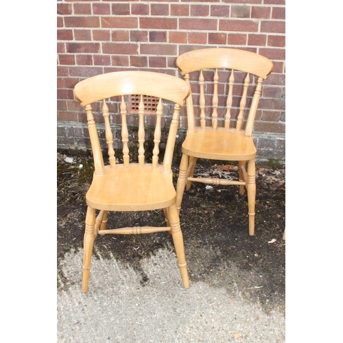 52 - 4 X NATURAL PINE FARMHOUSE CHAIRS 
37 X 48 X 87CM