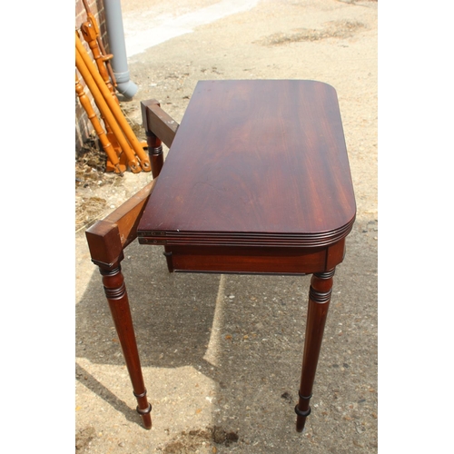 55 - EDWARDIAN CARD TABLE 
92 X 46 X 76CM