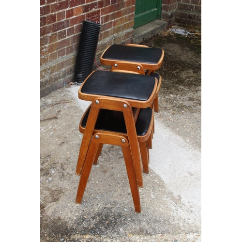 65 - 4 X RETRO STACKING STOOLS 
37 X 37 X 48CM