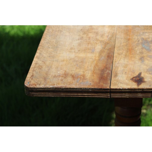 30 - ANTIQUE FRENCH WALNUT PLANK TOP TABLE WITH BOBBIN TURNED LEGS 
169 X 92 X 73CM