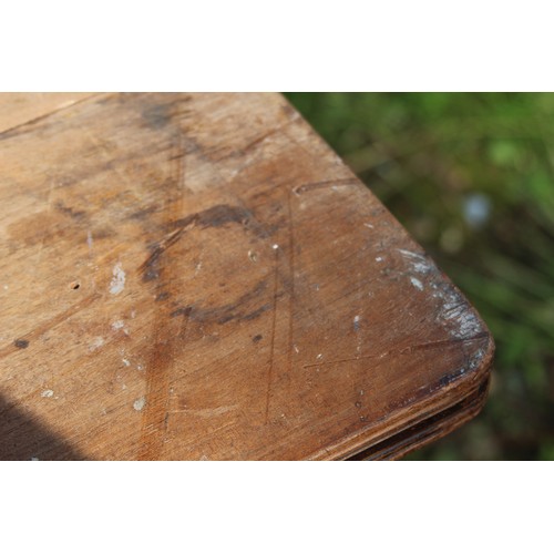 30 - ANTIQUE FRENCH WALNUT PLANK TOP TABLE WITH BOBBIN TURNED LEGS 
169 X 92 X 73CM