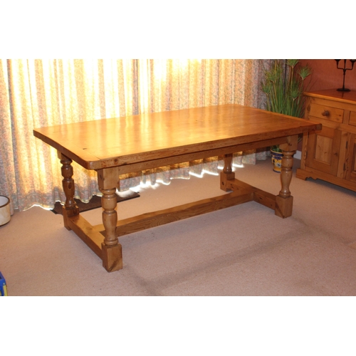 12 - NATURAL PINE REFECTORY DINING TABLE 
183 X 75 X 105CM